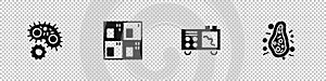 Set Virus, Periodic table, Spectrometer and Bacteria icon. Vector