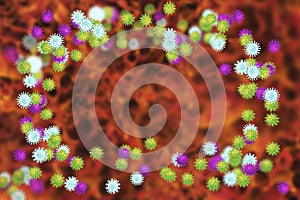 Set of viruses of different shapes