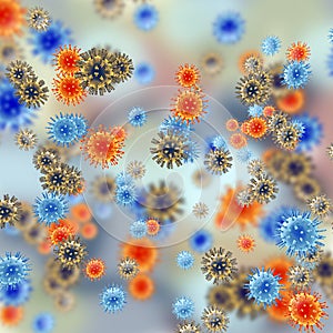 Set of viruses of different shapes