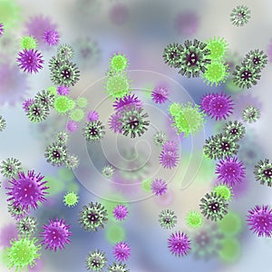 Set of viruses of different shapes