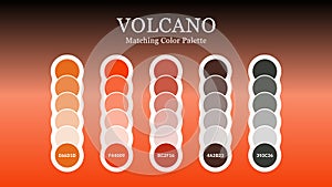 Set of volcano color palette combination in rgb hex. Matching color palette guide swatch catalog collection with RGB HEX color