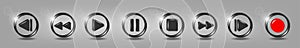 Set of volumetric media player button icons