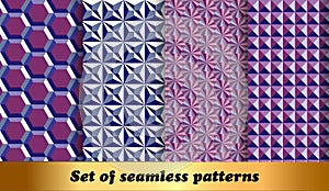 Set of volumetric  seamless pattern backgrounds