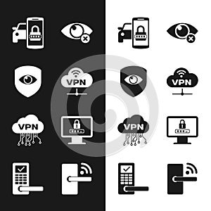Set VPN Network cloud connection, Shield and eye, Smart car security system, Invisible hide, Cloud interface and Monitor