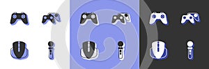 Set VR controller game, Game or joystick, Computer mouse and icon. Vector