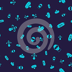 Set VR controller game, Virtual reality glasses, and on seamless pattern. Vector