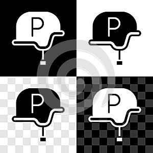 Set War journalist correspondent icon isolated on black and white, transparent background. Live news. Vector