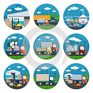 Set of Warehouse and Transportation Services Icons