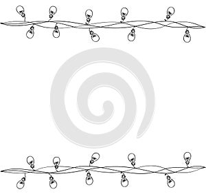 A set of warm light bulb garlands, holiday decorations. The lamps. Glowing Christmas lights isolated on transparent background.