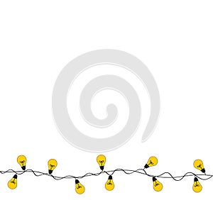 A set of warm light bulb garlands, holiday decorations. The lamps. Glowing Christmas lights isolated on transparent background.
