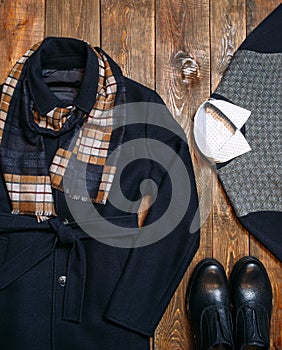 Set of warm winter classic men's clothing