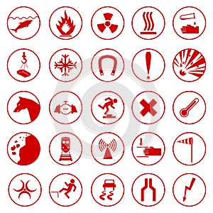 Set of warning and danger signs.