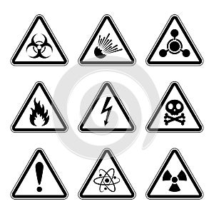 Set of warning danger signs. Vector illustration.