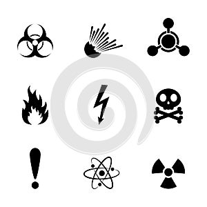 Set of warning danger signs. Vector illustration.