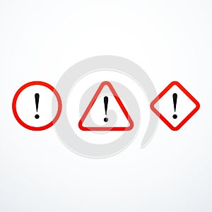 Set of warning sign icons. Exclamation mark icons. Vector illustration