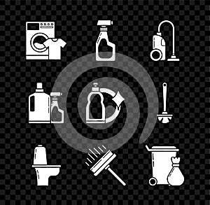 Set Washer and t-shirt, Cleaning spray bottle with detergent liquid, Vacuum cleaner, Toilet bowl, Squeegee, scraper