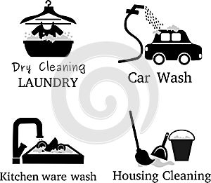 Set of washes, car, utensils, laundry, floor