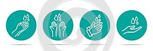 Set of washing hands icons in four different versions in a flat design. Vector illustration photo