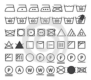 Set of washing symbols (Laundry icons)