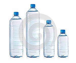 Set of water bottles isolated