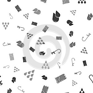 Set Water drop, filter cartridge, tap and on seamless pattern. Vector