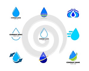 Set of Water drop logo design vector template