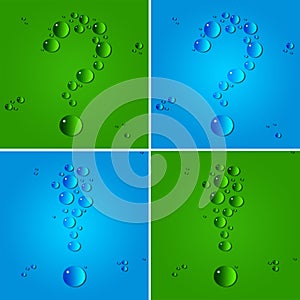 Set. Water drops on a multicolored background