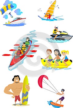 Set of water extreme sports icons