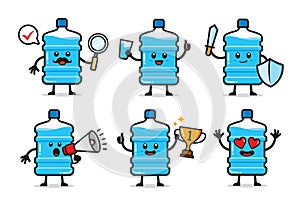 Set of water gallon character design vector