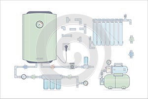 Set water heater electric. Illustrations for the online store of plumbing.