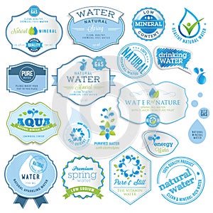 Set of water labels