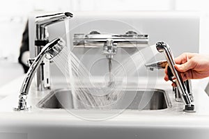 Set of water mixing faucets