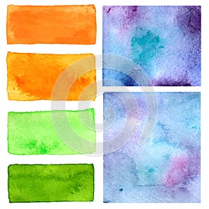 Set of watercolor backgrounds isolated on a white background