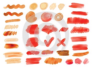 Set watercolor blobs and strokes