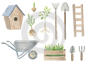 Set of garden elements.