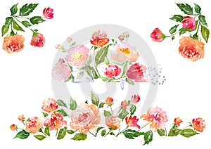 Set of Watercolor floral composition