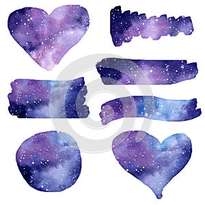 Set of watercolor galaxy splash clipart