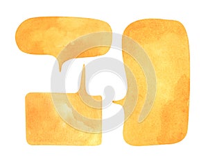 Set of watercolor hand drawn speech bubbles