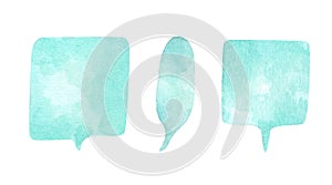 Set of watercolor hand drawn speech bubbles