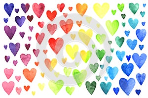 Set of watercolor hearts.