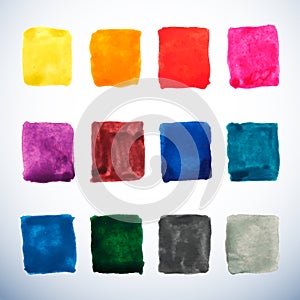 Set of watercolor paint squares in vibrant colors