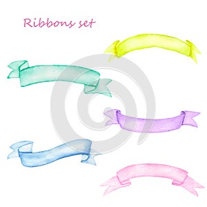 Set of watercolor ribbons