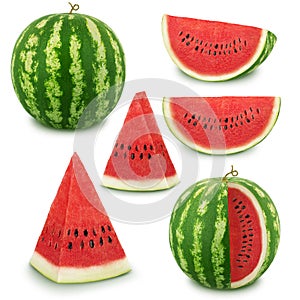 Set of watermelons on a white background. As design elements.