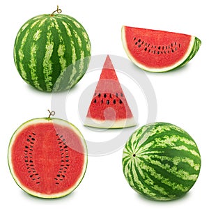 Set of watermelons on a white background. As design elements.