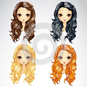 Set Of Wave Long Hair Styling