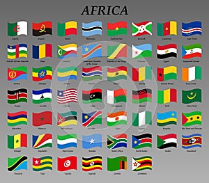 set of waving flags of Africa