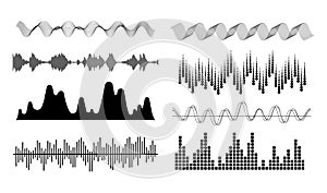 Set of waving, vibration and pulsing lines.