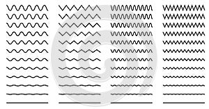 Set of wavy - curvy and zigzag - criss cross horizontal lines