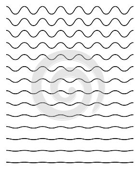 Set of wavy horizontal lines. Vector simple new design element