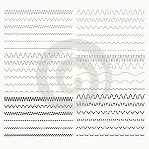 Set of wavy lines - zigzag borders collection photo